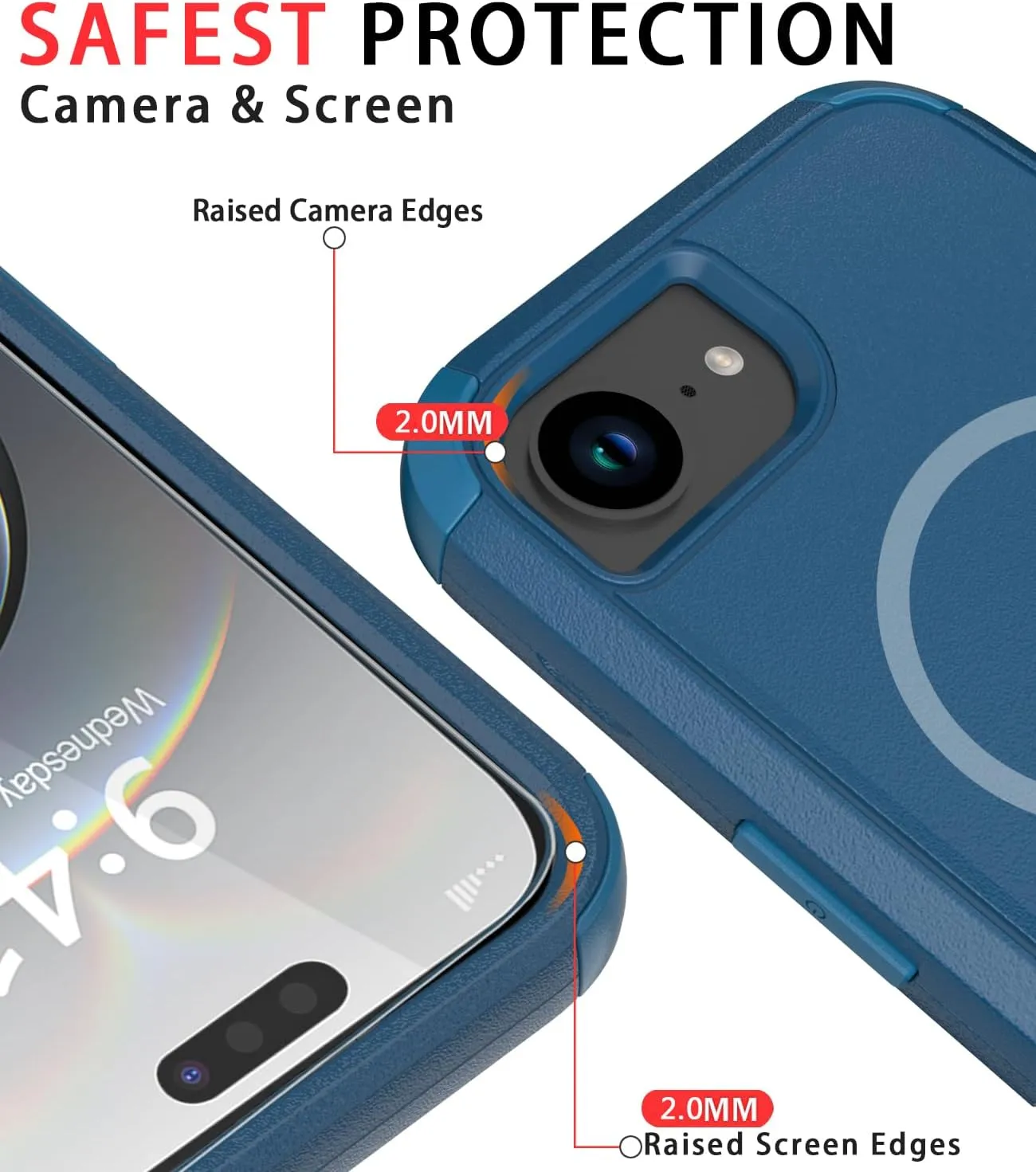 Diverbox for iPhone 16e Case [Compatible with MagSafe] [Shockproof] [Dropproof] [with Screen Protector ] Heavy Duty Protection Phone Case Cover for Apple iPhone 16e 2025 6.1 inch (Blue)