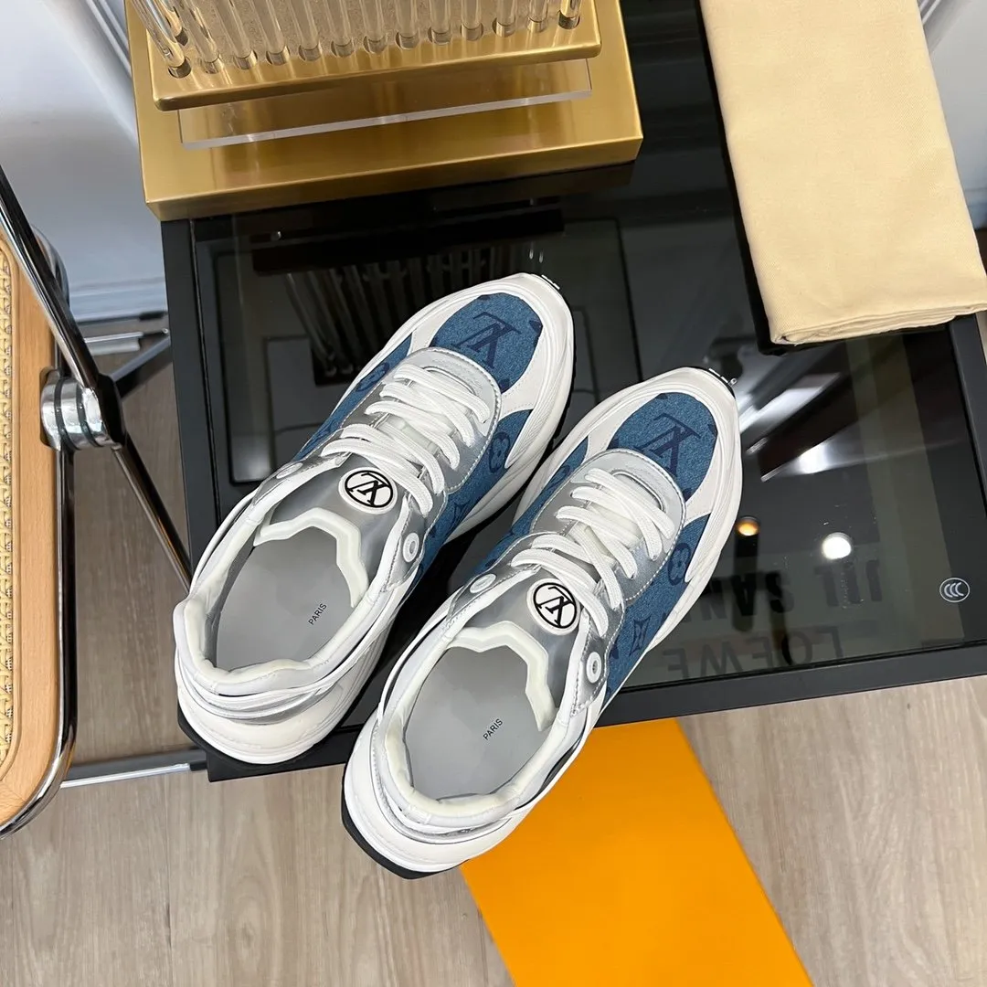 Diverse options RUN Expedited shipping 55 Vuitton Louis GRAY SNEAKER BLUE
