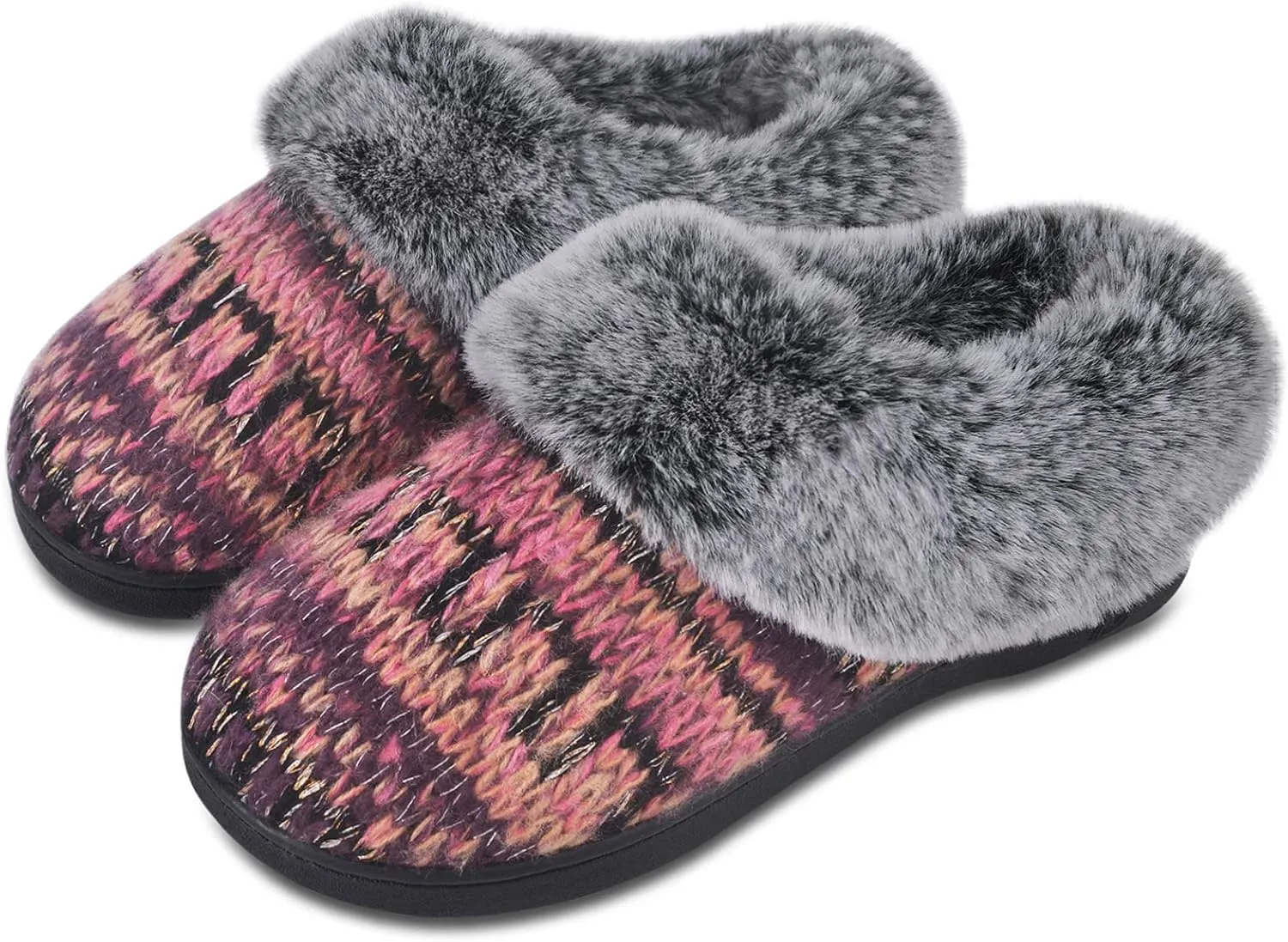 DL Women's Memory Foam Moccasin Slippers Micro Suede with Breathable Faux Fur Lining Slip On House Shoes Micro Indoor & Outdoor