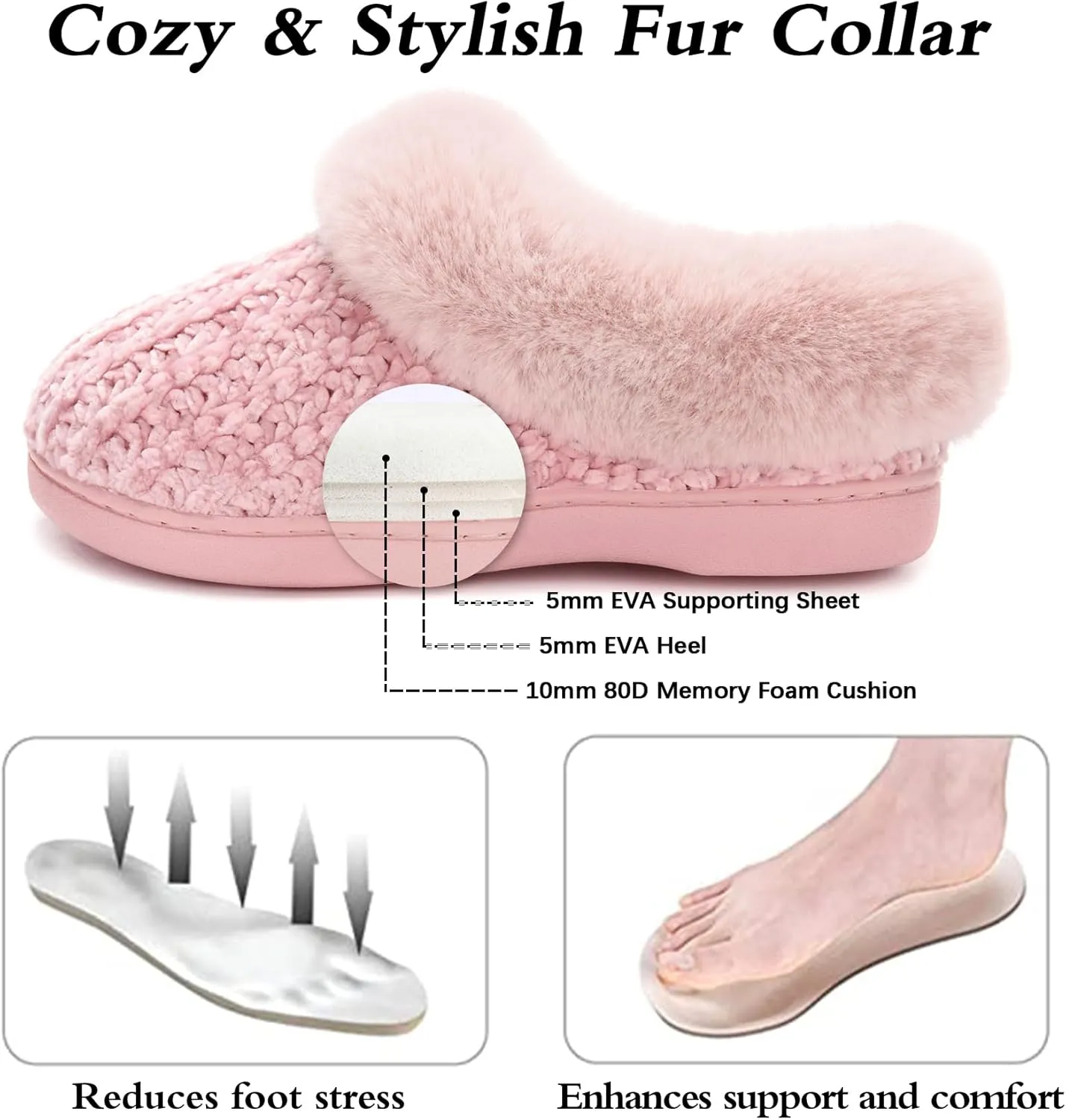 DL Women's Memory Foam Moccasin Slippers Micro Suede with Breathable Faux Fur Lining Slip On House Shoes Micro Indoor & Outdoor