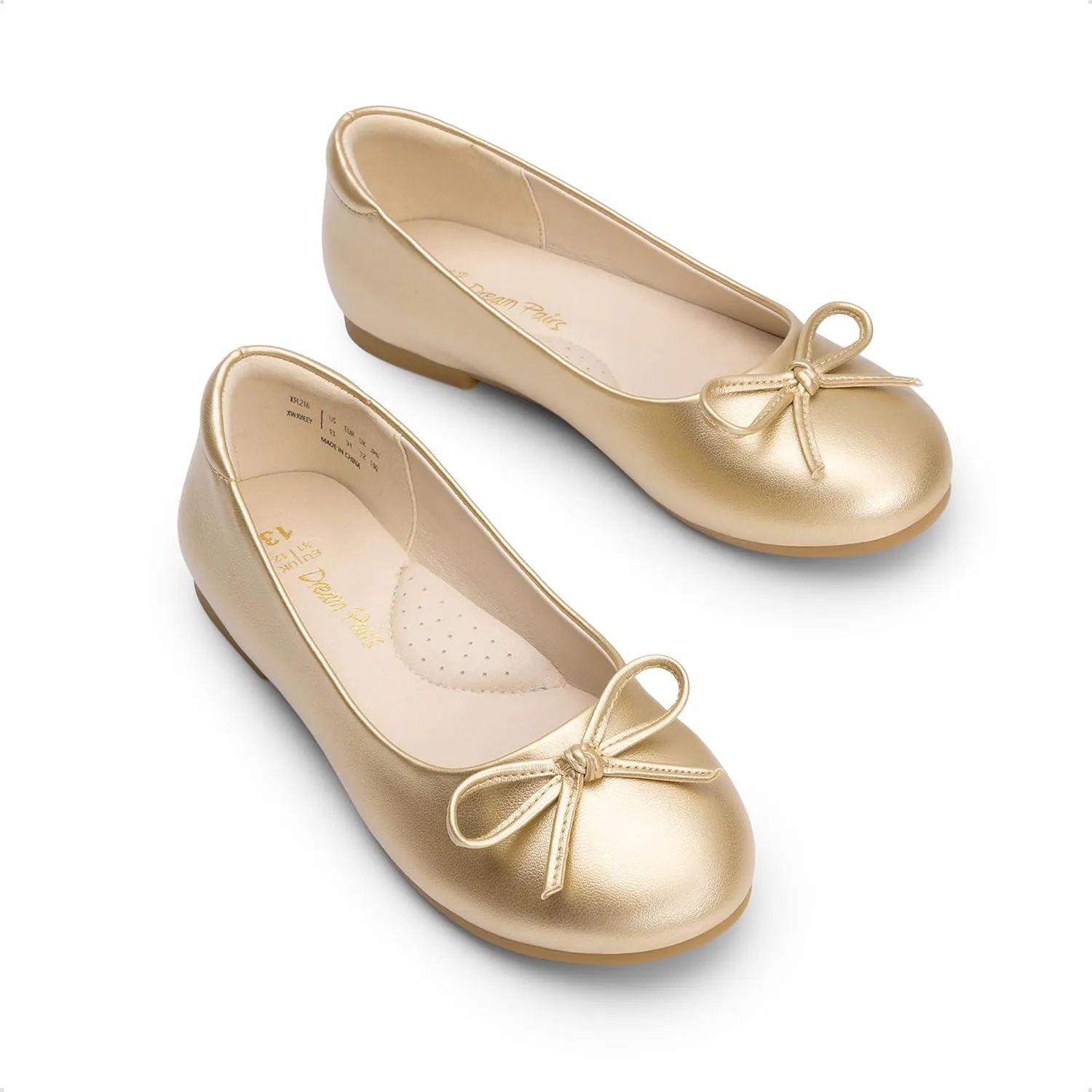 DREAM PAIRS Girls Dress Shoes Ballet Flats Slip-on Fashion Bow Flower Girl Shoes for Wedding, School, Party, Birthday