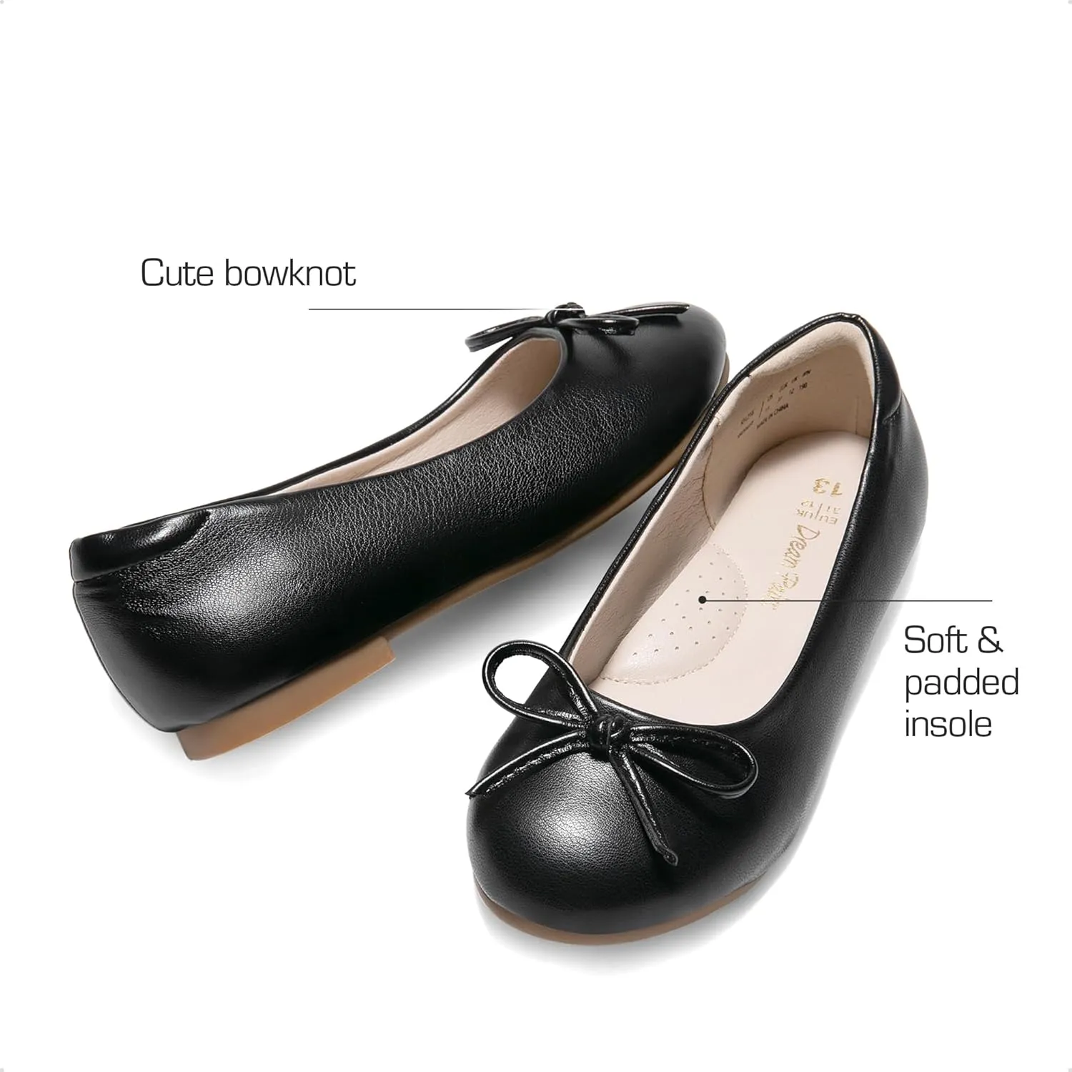 DREAM PAIRS Girls Dress Shoes Ballet Flats Slip-on Fashion Bow Flower Girl Shoes for Wedding, School, Party, Birthday