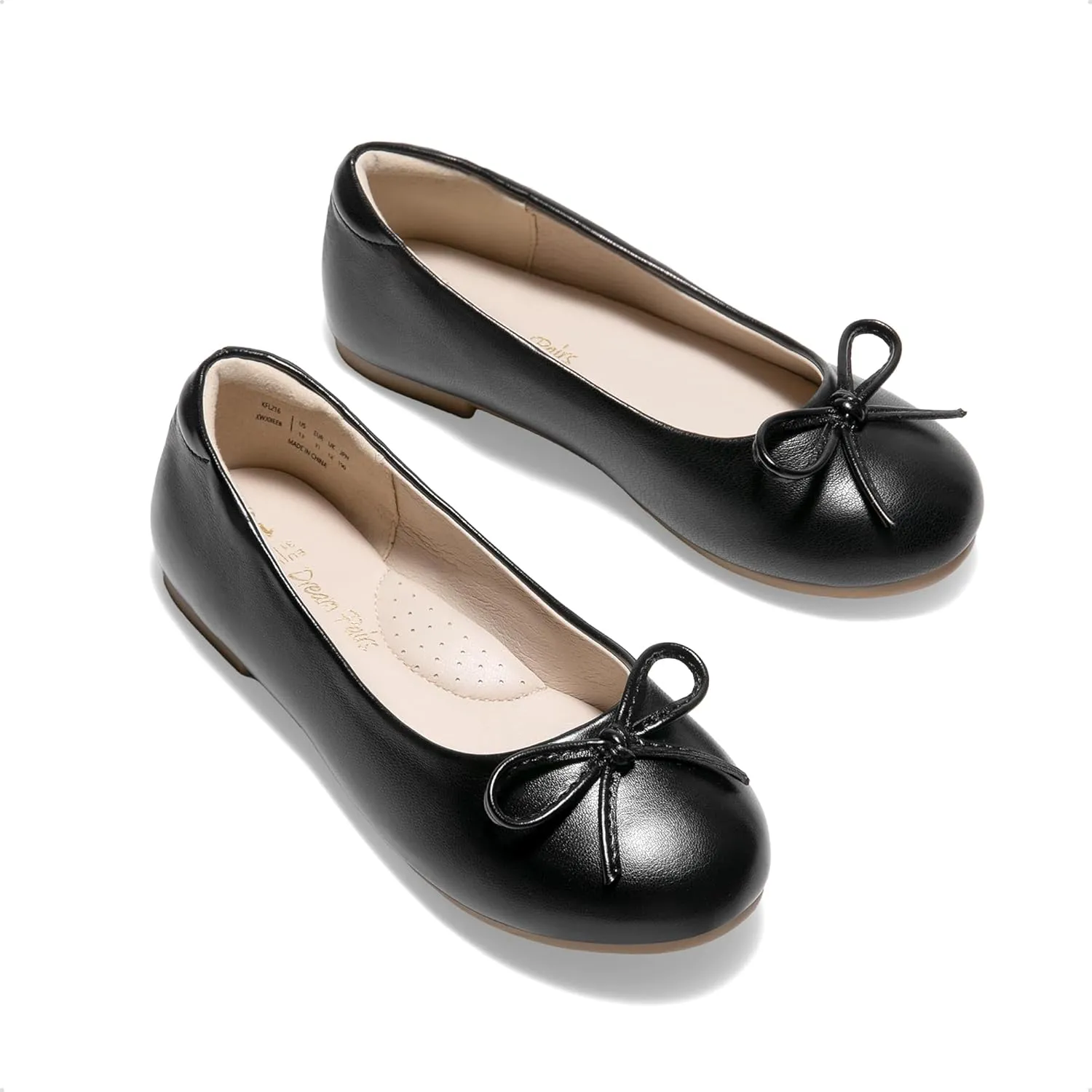 DREAM PAIRS Girls Dress Shoes Ballet Flats Slip-on Fashion Bow Flower Girl Shoes for Wedding, School, Party, Birthday