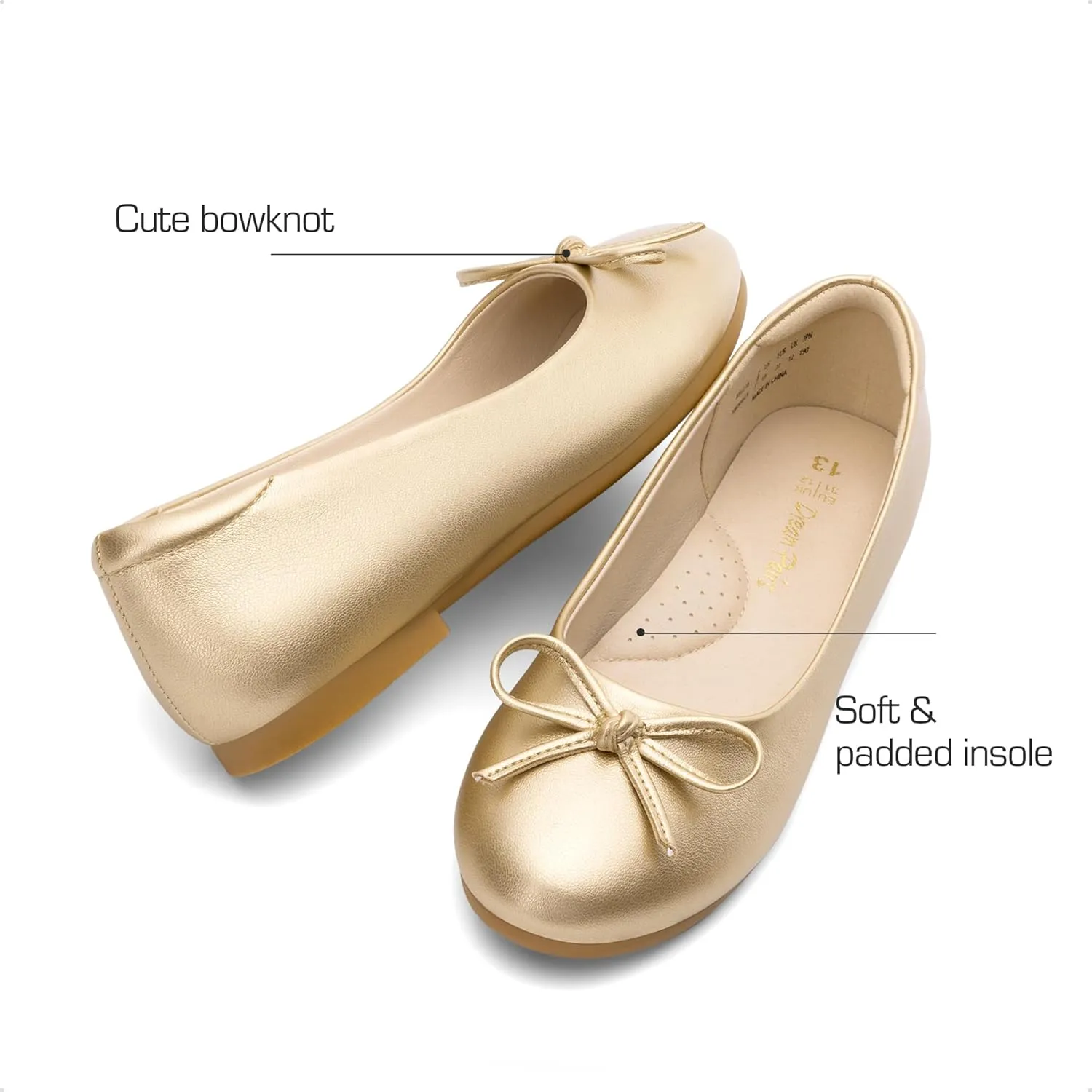 DREAM PAIRS Girls Dress Shoes Ballet Flats Slip-on Fashion Bow Flower Girl Shoes for Wedding, School, Party, Birthday