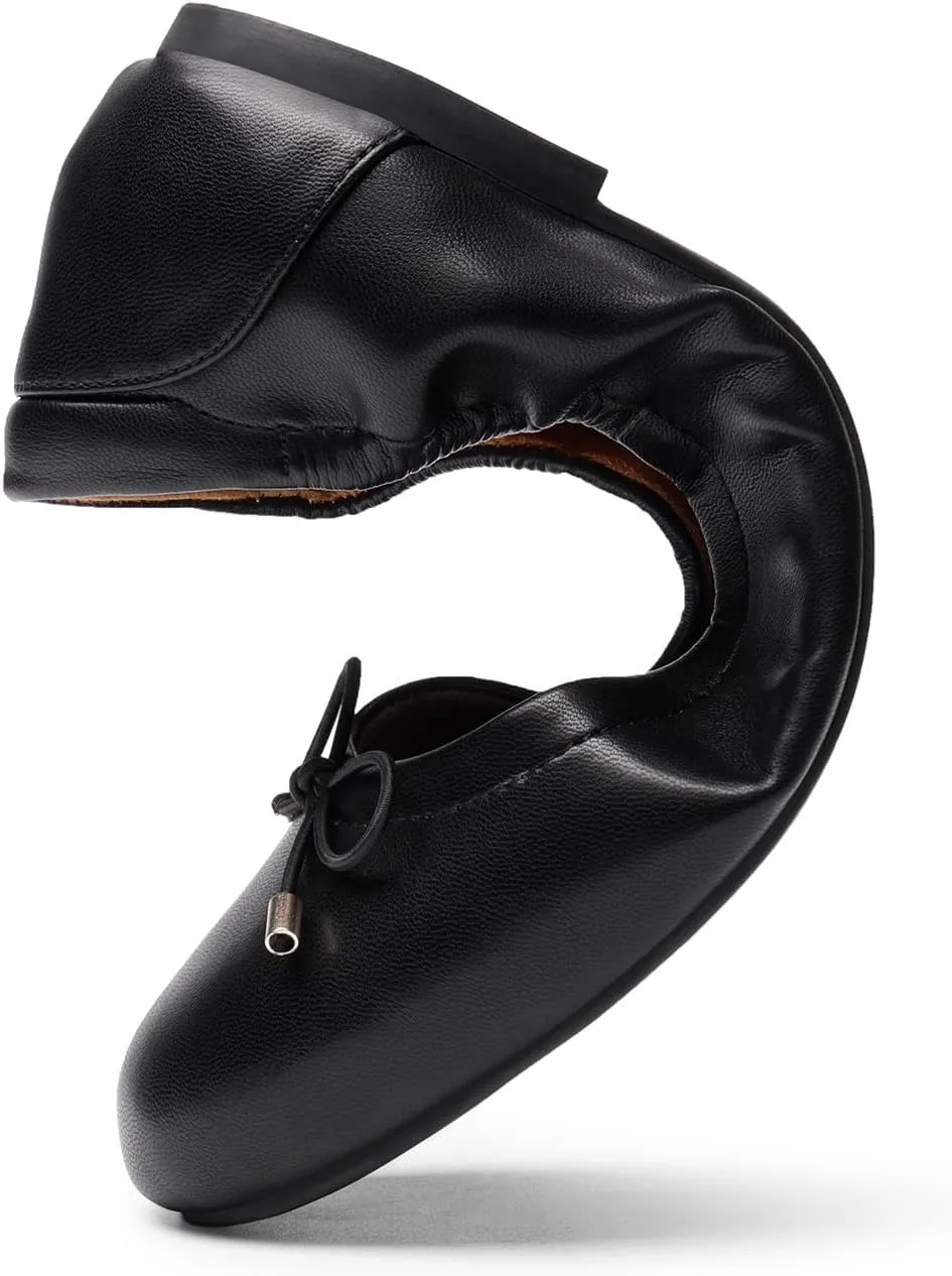DREAM PAIRS Women's Ballet Flats, Foldable Round Toe Dress Shoes, Comfortable Slip On Work Flat Shoes with Bowknot