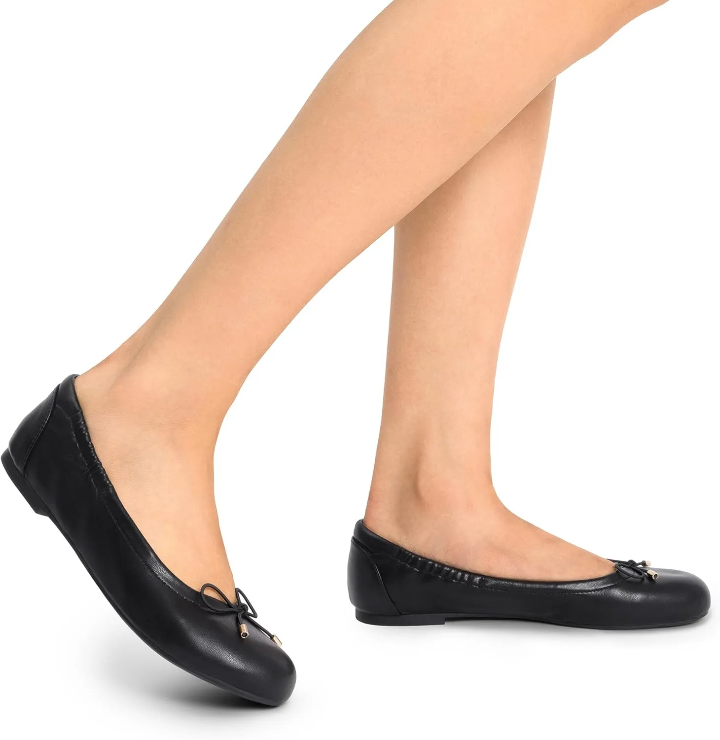 DREAM PAIRS Women's Ballet Flats, Foldable Round Toe Dress Shoes, Comfortable Slip On Work Flat Shoes with Bowknot