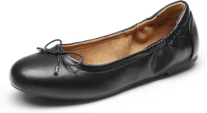 DREAM PAIRS Women's Ballet Flats, Foldable Round Toe Dress Shoes, Comfortable Slip On Work Flat Shoes with Bowknot