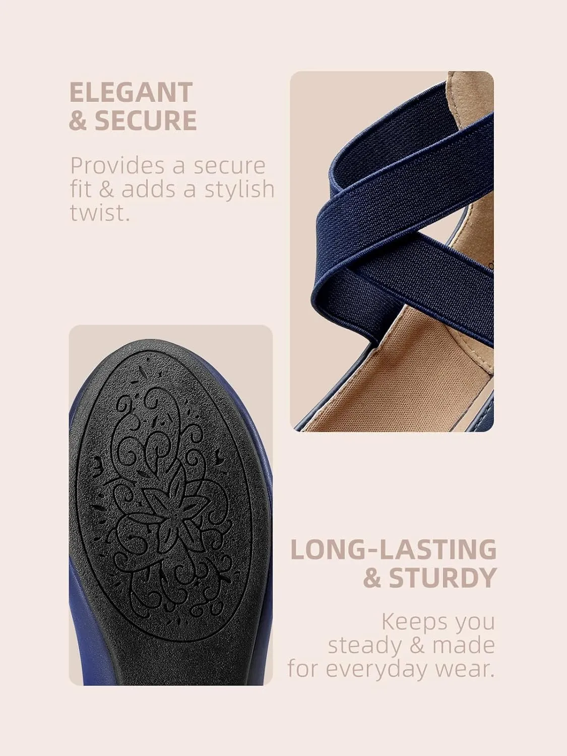 DREAM PAIRS Women's Comfortable Fashion Elastic Ankle Straps Flats Shoes