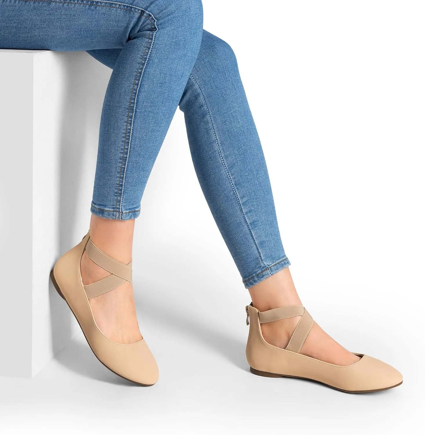DREAM PAIRS Women's Comfortable Fashion Elastic Ankle Straps Flats Shoes
