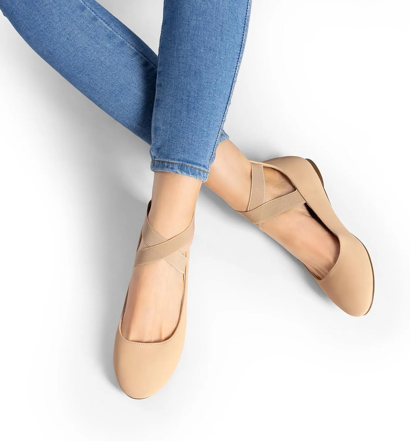 DREAM PAIRS Women's Comfortable Fashion Elastic Ankle Straps Flats Shoes