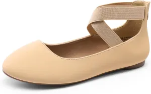 DREAM PAIRS Women's Comfortable Fashion Elastic Ankle Straps Flats Shoes
