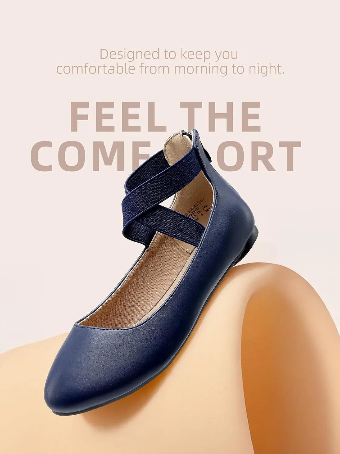 DREAM PAIRS Women's Comfortable Fashion Elastic Ankle Straps Flats Shoes