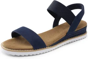 DREAM PAIRS Womens Espadrilles Ankle Stretch Elastic Strap Open Toe Wedges Flats Sandals