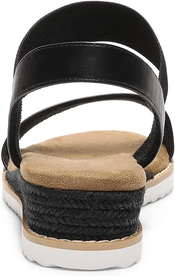 DREAM PAIRS Womens Espadrilles Ankle Stretch Elastic Strap Open Toe Wedges Flats Sandals