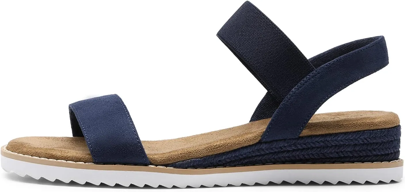 DREAM PAIRS Womens Espadrilles Ankle Stretch Elastic Strap Open Toe Wedges Flats Sandals