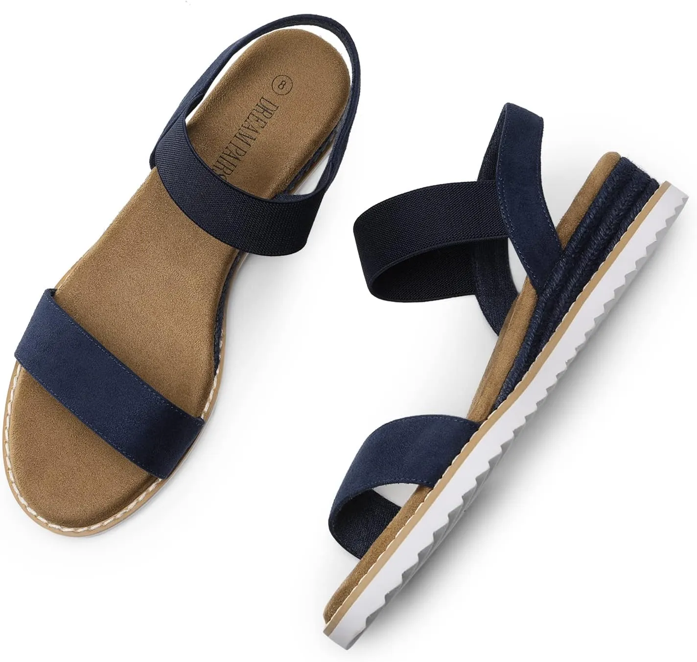 DREAM PAIRS Womens Espadrilles Ankle Stretch Elastic Strap Open Toe Wedges Flats Sandals