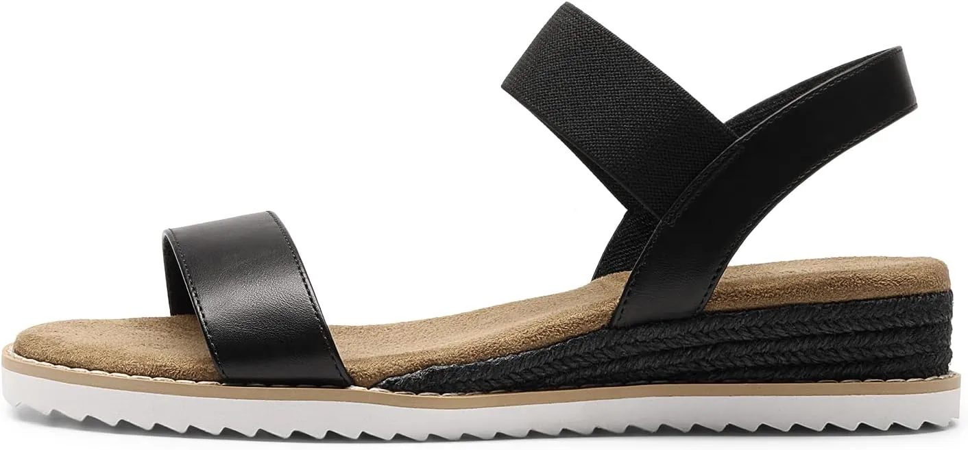 DREAM PAIRS Womens Espadrilles Ankle Stretch Elastic Strap Open Toe Wedges Flats Sandals