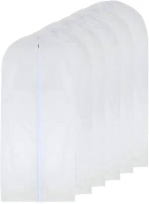 Dress Bags for Hanging Clothes 24'' x 54'' Long Dress Hanging Garment Bag White Breathable Garment Bags for Hanging Clothes Full Zipper Dust Cover for Storage Closet Pack of 6