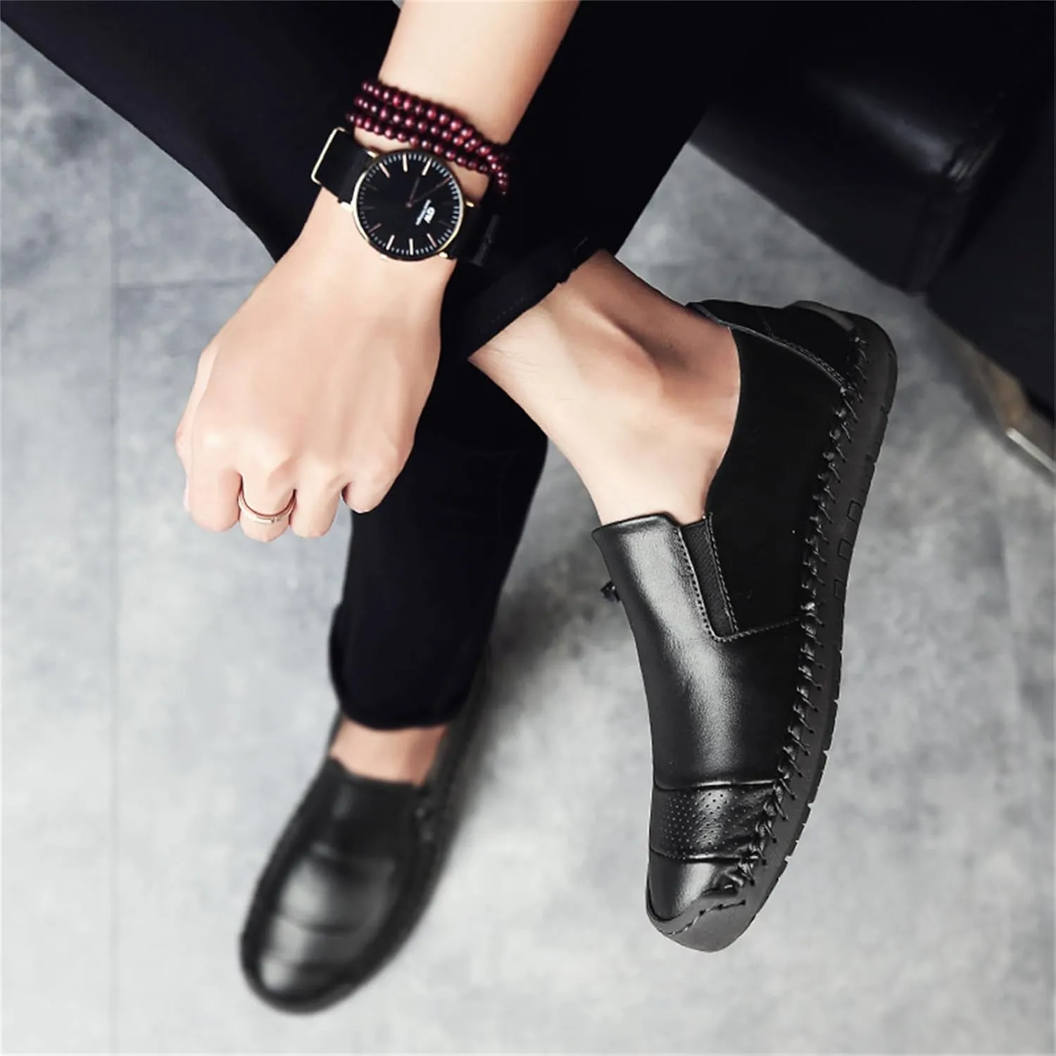 Dress Shoes for Men Lightweight Zipper Slip on Flat Driving Loafers Vintage Walking Slip-on Casual Wedding Oxfords