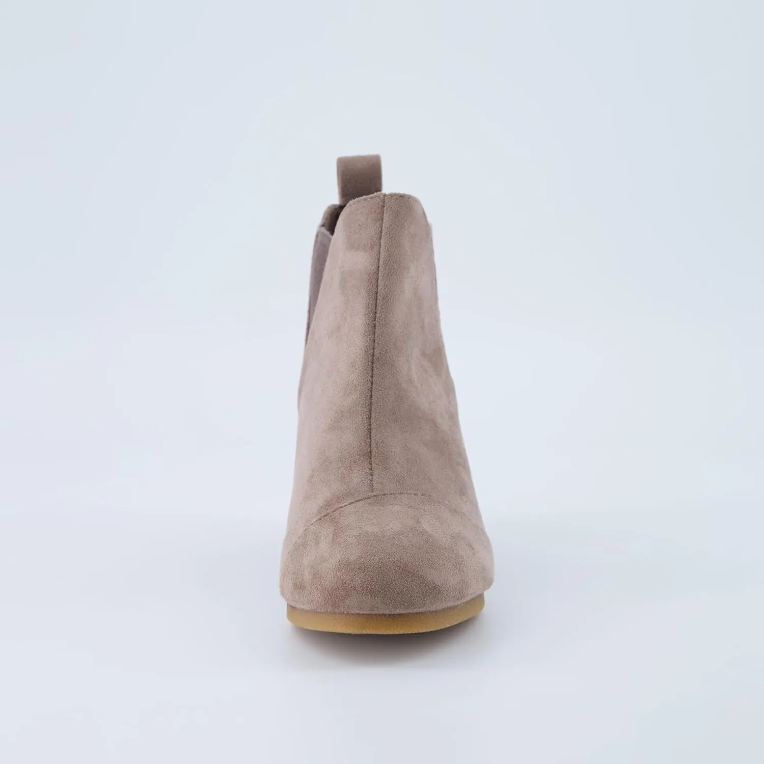 Dunes Women's Zoey Wedge Bootie, Soft Vegan Suede, Easy Slip-On Design, Memory Foam, Wide Widths Available