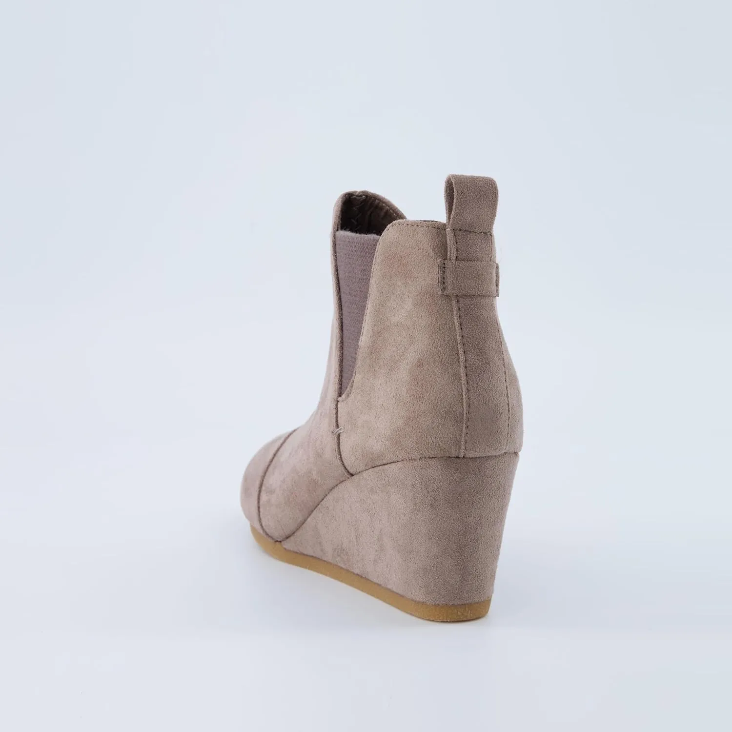 Dunes Women's Zoey Wedge Bootie, Soft Vegan Suede, Easy Slip-On Design, Memory Foam, Wide Widths Available