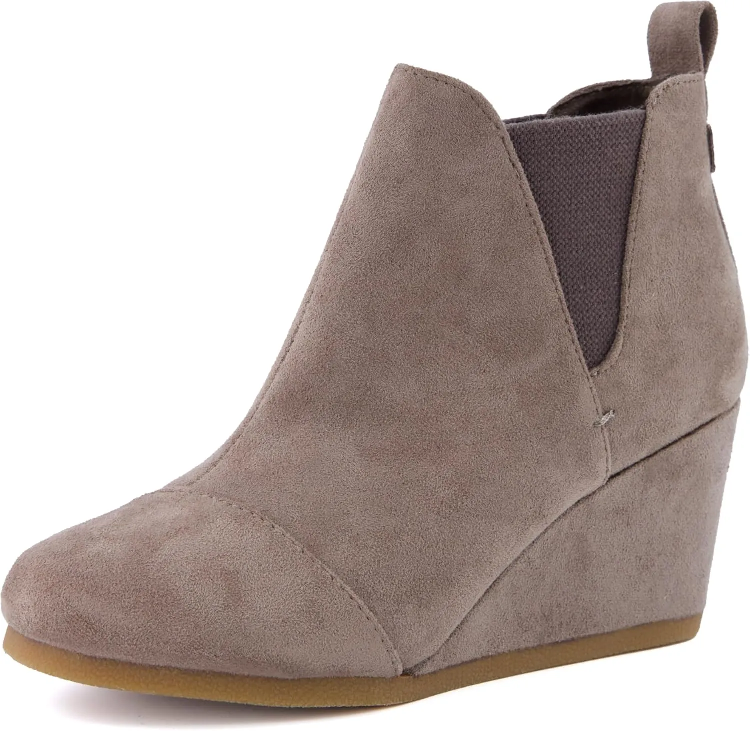 Dunes Women's Zoey Wedge Bootie, Soft Vegan Suede, Easy Slip-On Design, Memory Foam, Wide Widths Available