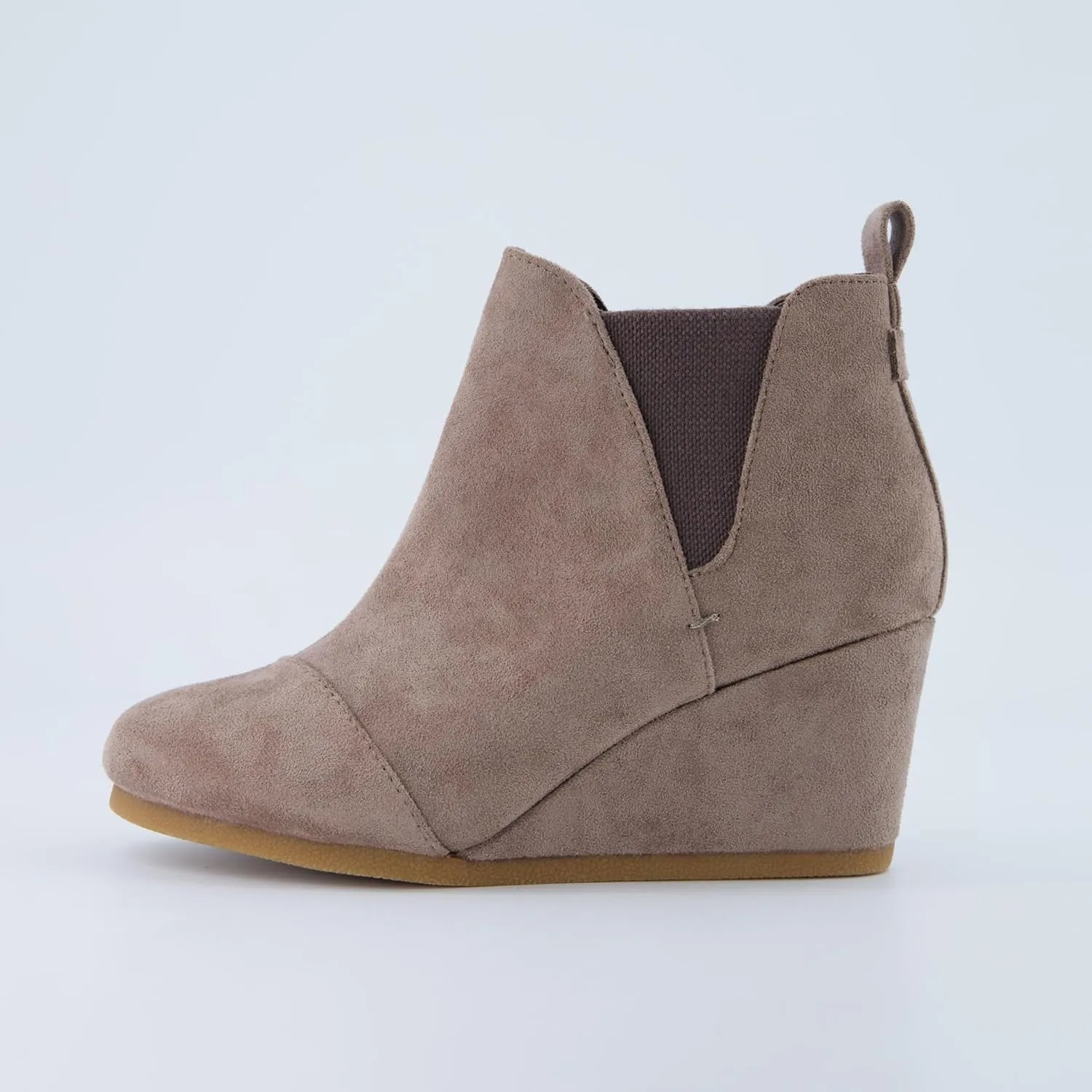 Dunes Women's Zoey Wedge Bootie, Soft Vegan Suede, Easy Slip-On Design, Memory Foam, Wide Widths Available
