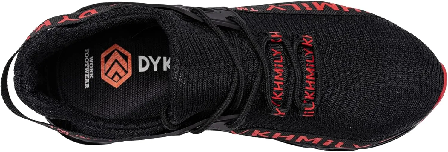 DYKHMILY Steel Toe Wide Sneakers for Women Lightweight Safety Shoes Breathable Slip on Work Shoe