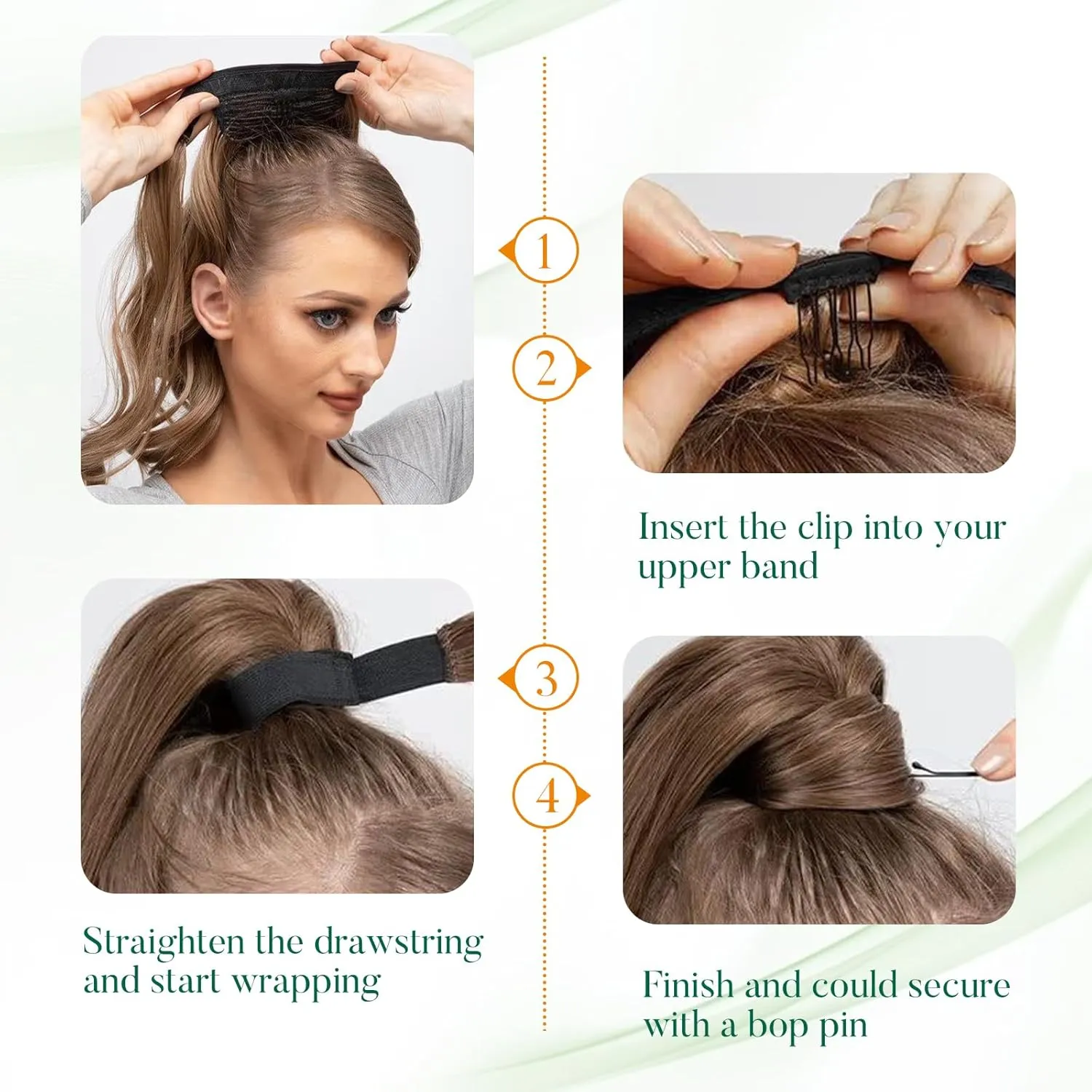 Easyouth Pony Tails Hair Extension Natural Ponytail Extensions Human Hair Ash Blonde Highlighted Bleach Blonde Wrap Around Ponytail Hair Extension Human Hair Blendable 12Inch 70g