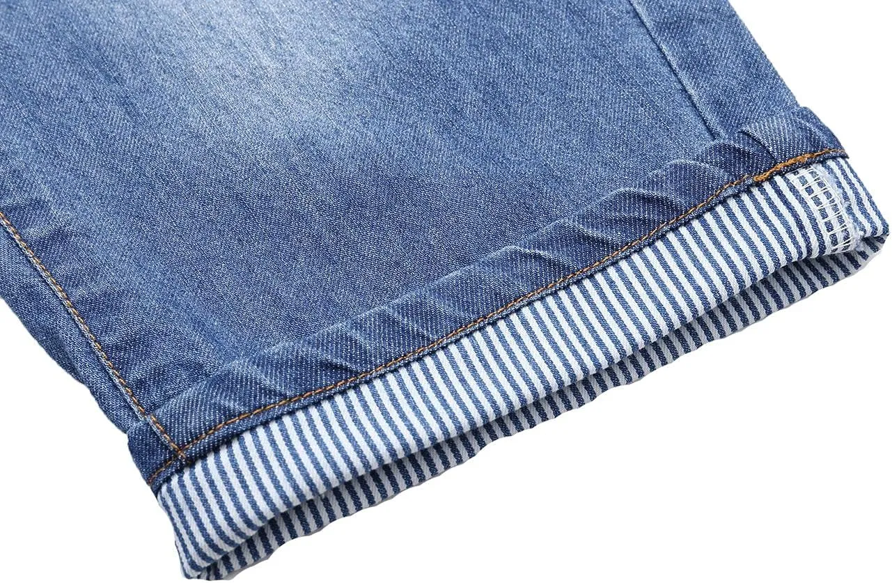 Echiondon Boy Jean Shorts Stretch Denim Shorts Pull on Elastic Shorts
