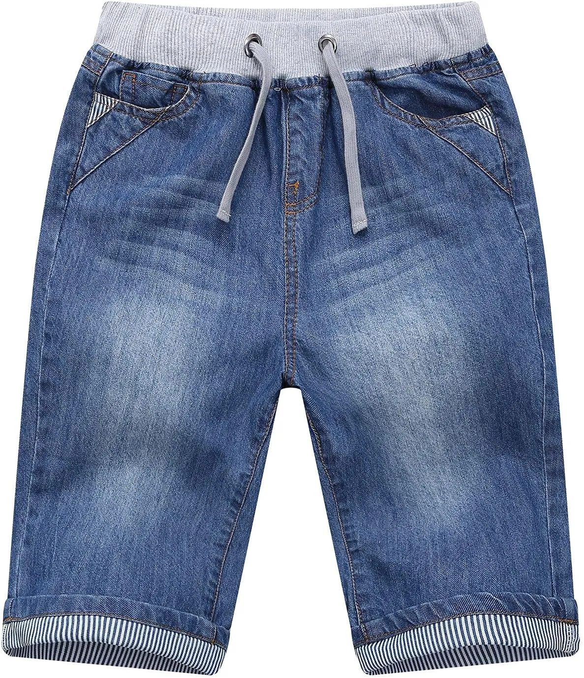 Echiondon Boy Jean Shorts Stretch Denim Shorts Pull on Elastic Shorts