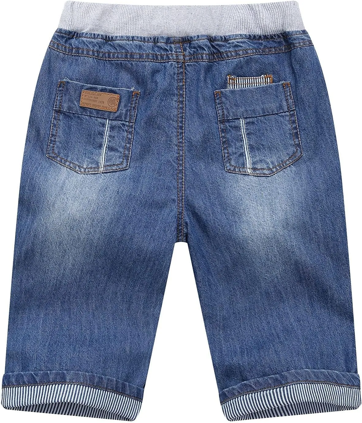 Echiondon Boy Jean Shorts Stretch Denim Shorts Pull on Elastic Shorts