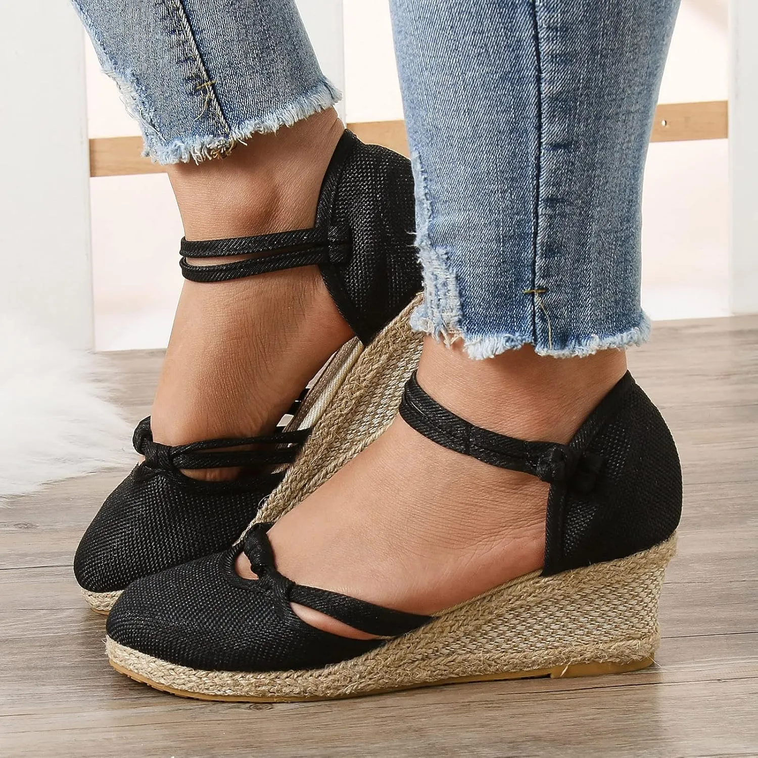 Eduavar Sandals for Women Dressy, Orthopedic Sandals for Women Comfy Espadrille Wedge Platform Sandal Close Toe Shoes