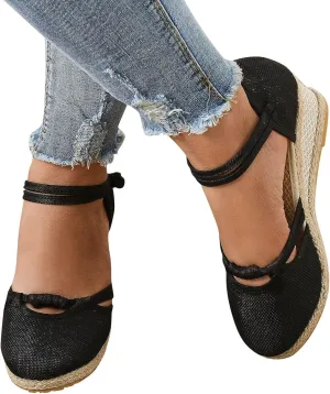 Eduavar Sandals for Women Dressy, Orthopedic Sandals for Women Comfy Espadrille Wedge Platform Sandal Close Toe Shoes
