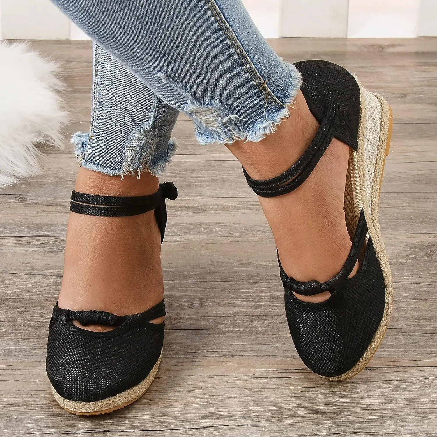 Eduavar Sandals for Women Dressy, Orthopedic Sandals for Women Comfy Espadrille Wedge Platform Sandal Close Toe Shoes