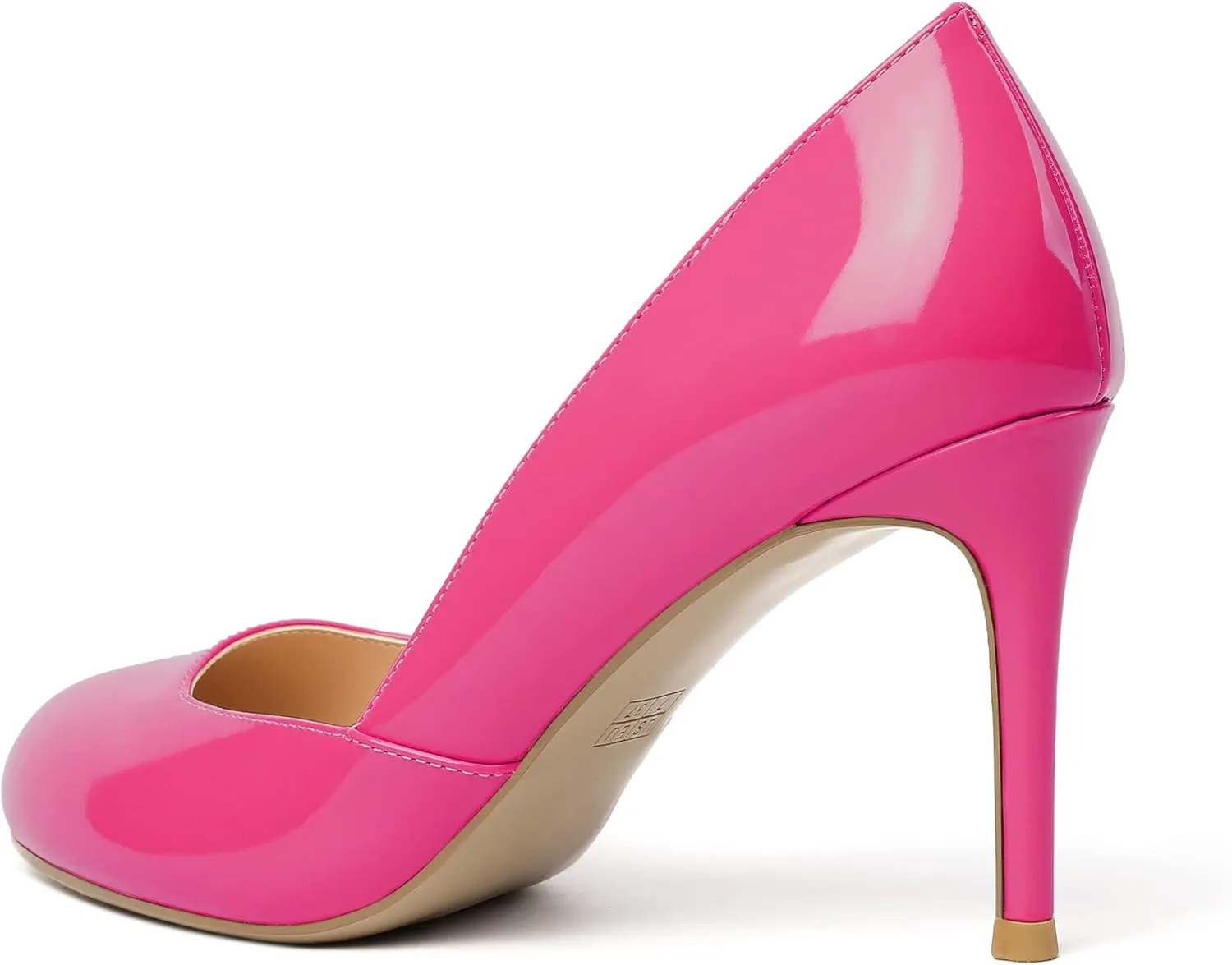 Eldof Women's Round Toe Slip On 3.4 Inch High Heels Cut Out D'Orsay Pumps for Casual Dress Office