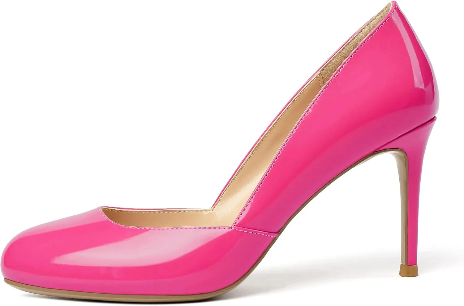 Eldof Women's Round Toe Slip On 3.4 Inch High Heels Cut Out D'Orsay Pumps for Casual Dress Office
