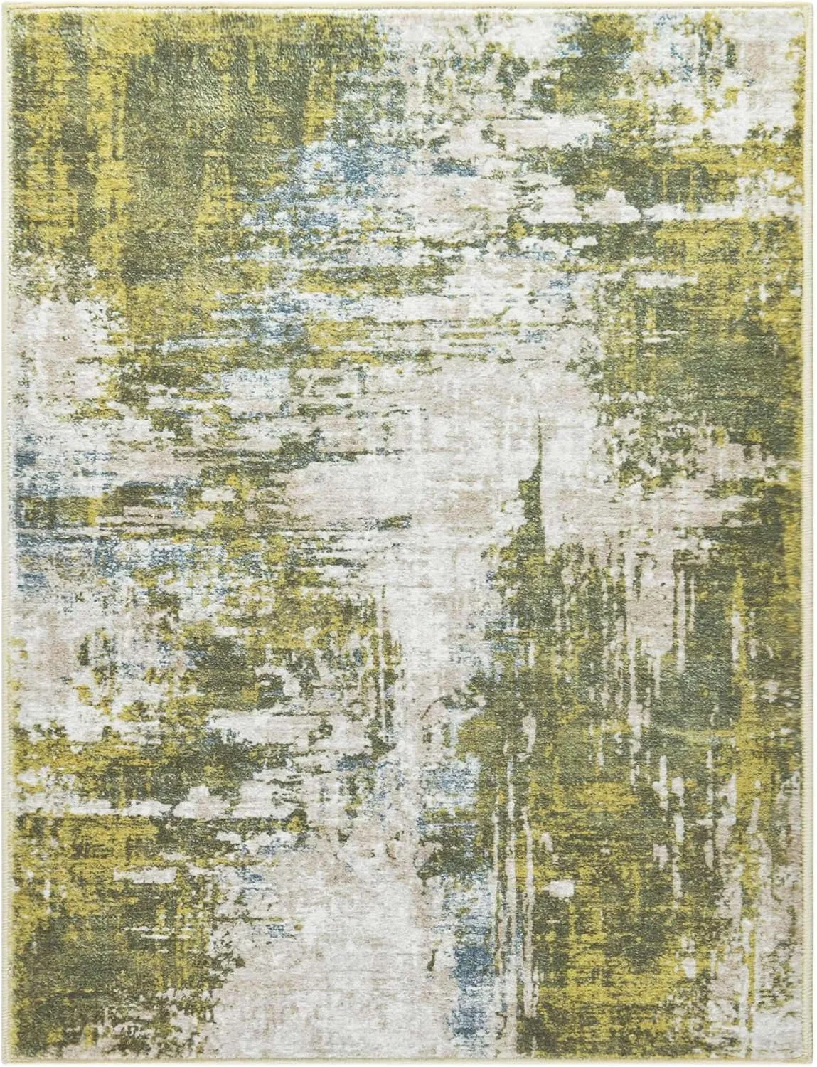 Entrance Rugs Indoor 2x3 Green Entry Rug Washable Abstract Small Area Rug Non-Slip Low Pile Throw Rugs for Entryway, Kitchen Floor, Front Door Indoor Door Mat, Bedroom Bedside