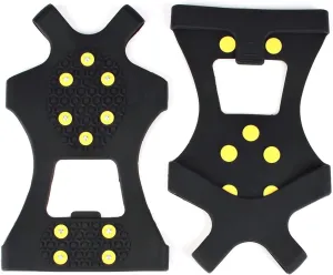 EONPOW Ice Grips, Ice & Snow Grips Cleat Over Shoe/Boot Traction Cleat Rubber Spikes Anti Slip 10 Steel Studs Crampons Slip-on Stretch Footwear