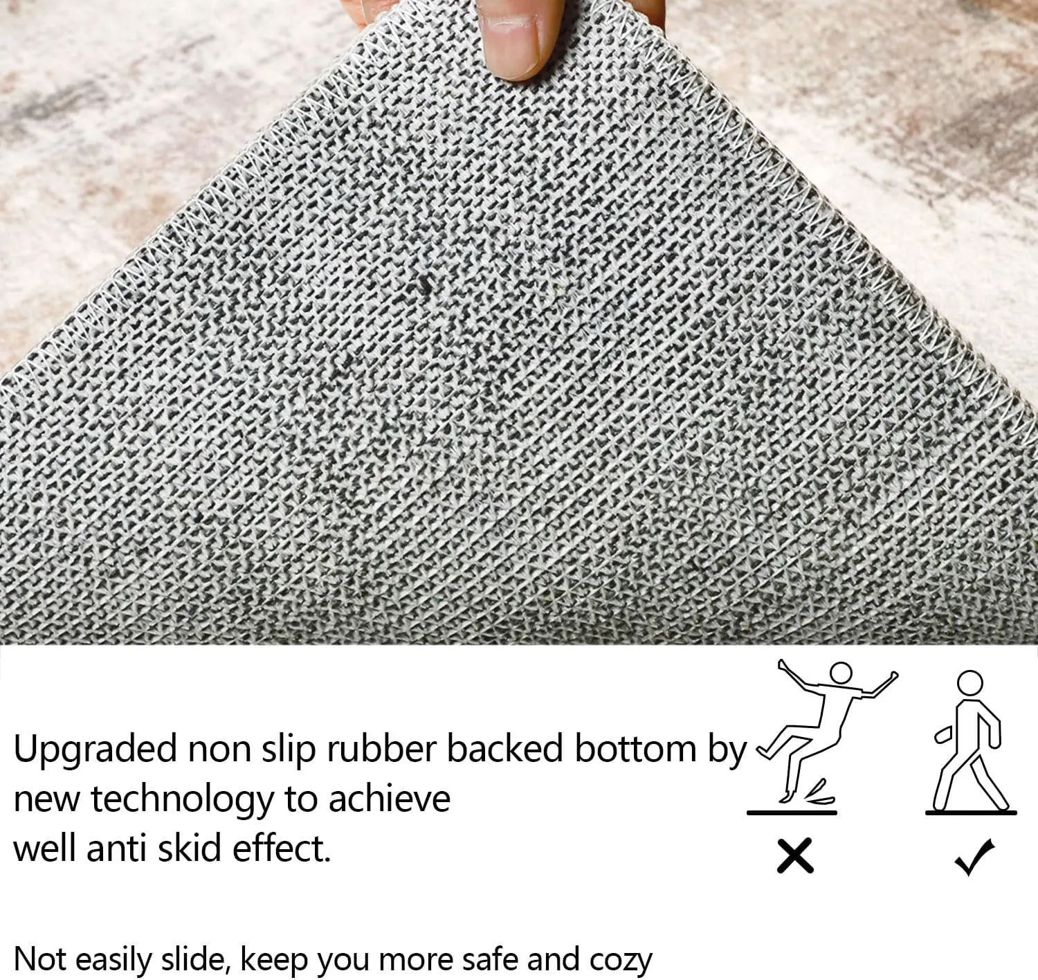 famibay 10x14 Area Rugs, Machine Washable Area Rug Large Modern Living Room Carpet Low Pile Faux Wool Pet Friendly Abstract Carpet for Living Room(Beige/Camel)