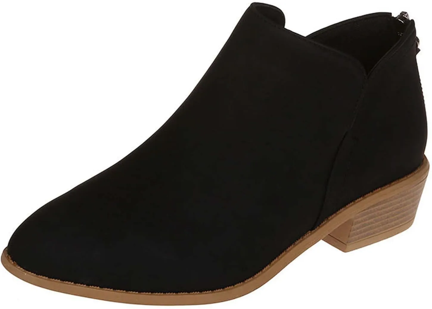 Fashion Boots for Women Chunky Heel Pointed Toe V Cutout Back Zipper Block Low Heel Ankle Booties Fall Solid Casual Comfy Outdoor Ladies Shoes