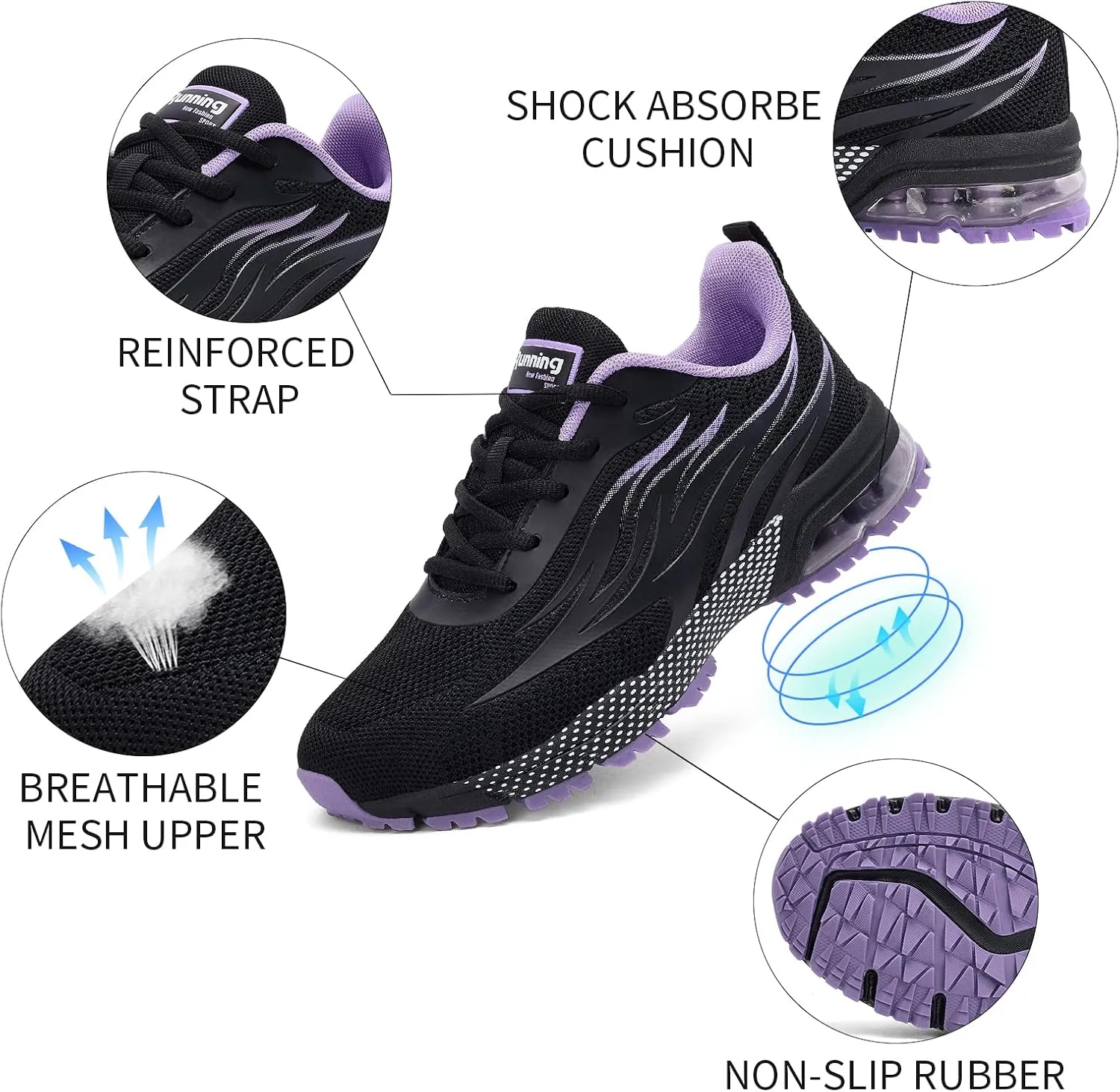 Fashionable Women's Athletic Shoes - Lightweight, Breathable, Anti-Slip with Advanced Cushioning