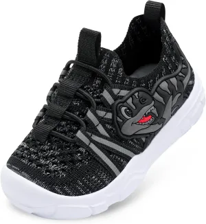 FEETCITY Toddler Shoes Boys Girls Walking Shoes Toddler Slip On Shoes Wide Kids Tennis Shoes Lightweight Toddler Dinosaur Shoes Baby Sneakers