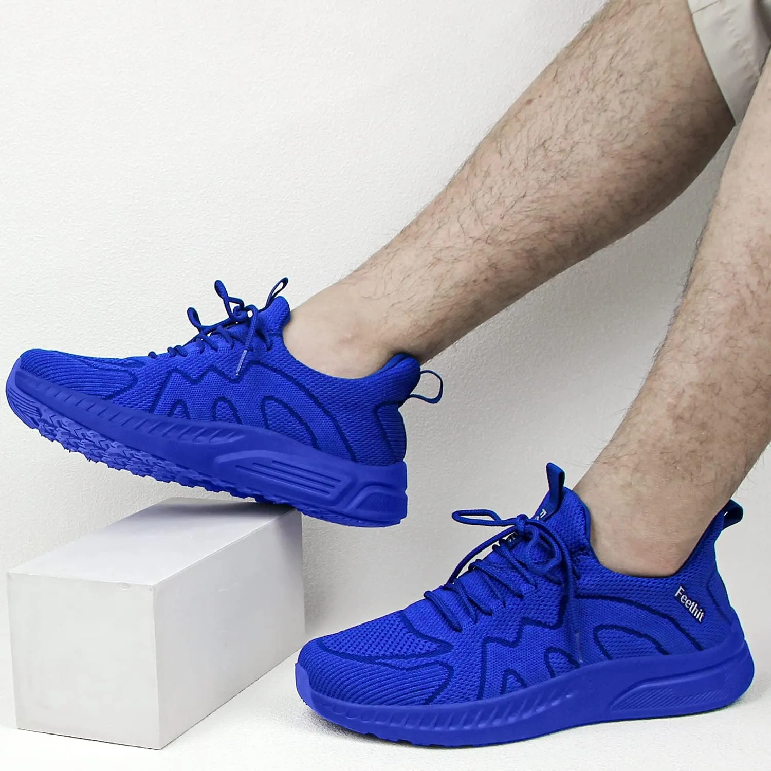 Feethit Mens Non Slip Walking Sneakers Lightweight Breathable Slip on Running Shoes Athletic Gym Tennis Shoes for Men
