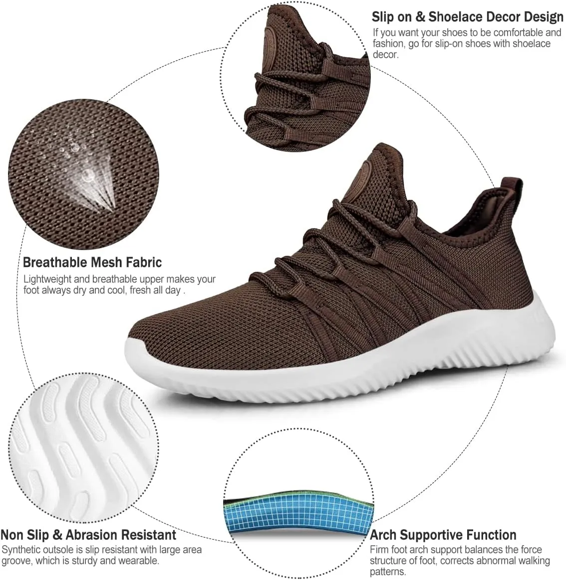 Feethit Womens Slip On Running Shoes Non Slip Walking Shoes Lightweight Gym Workout Shoes Breathable Fashion Sneakers