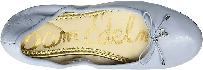 Felicia Porcelain Ballet Blue Secure transactions Toe Round Sam Quick turnaround Flats Slip Leather Edelman Shearling Faux On