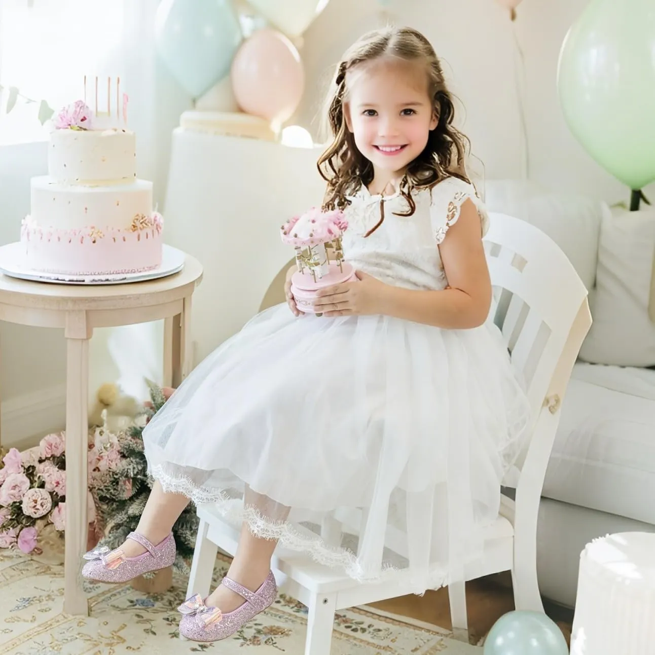 Felix & Flora Toddler Flower Girl Dress Shoes - Girl Ballet Flats Party School Shoes Wedding