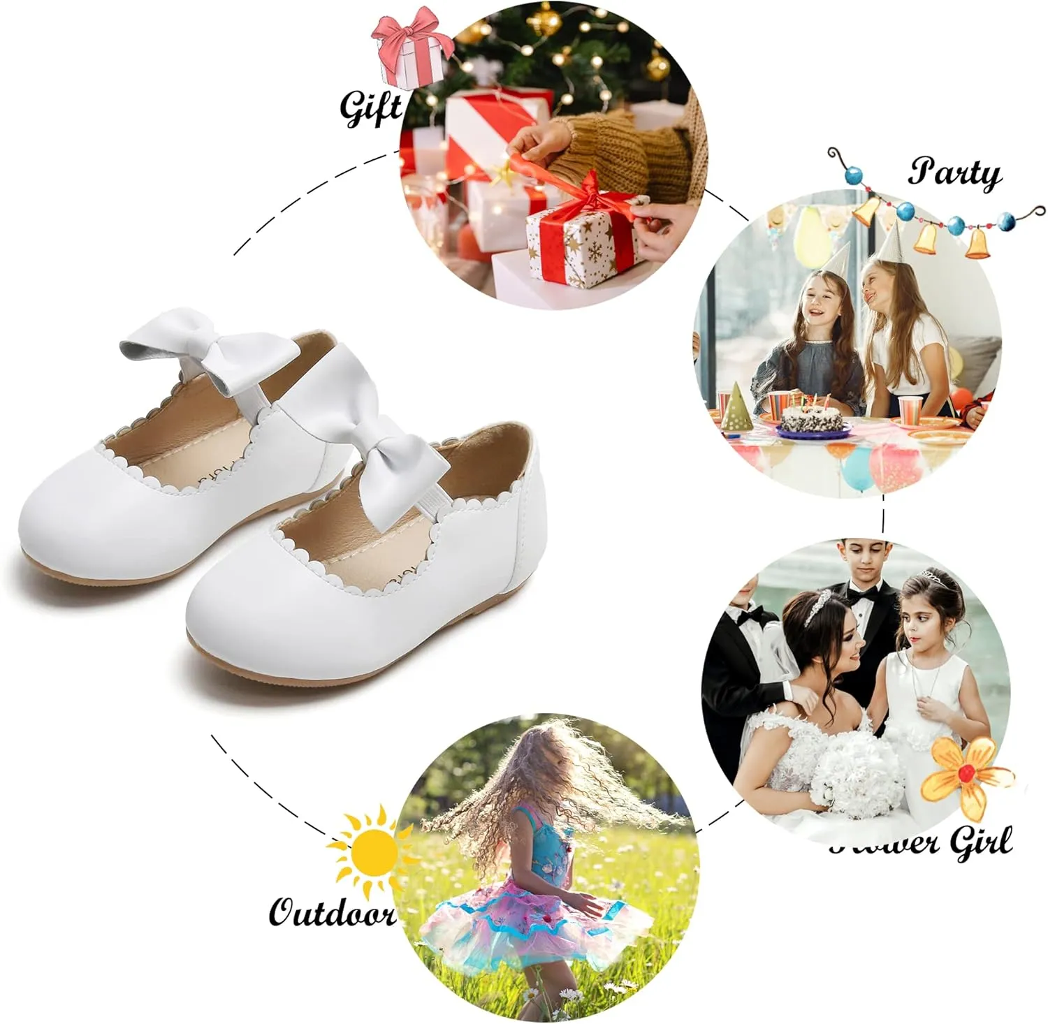 Felix & Flora Toddler Flower Girl Dress Shoes - Girl Ballet Flats Party School Shoes Wedding