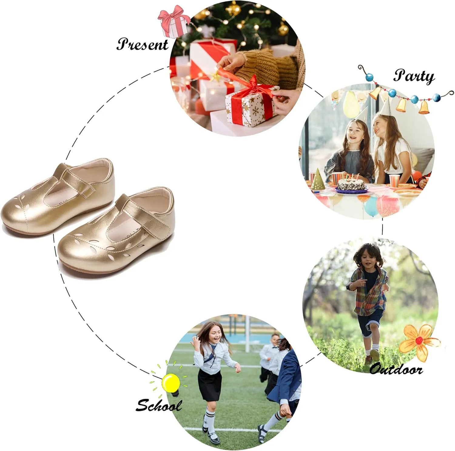 Felix & Flora Toddler Little Girl Flat Oxfords Dress Shoes - Mary Jane Princess for Girl Party School Shoes.