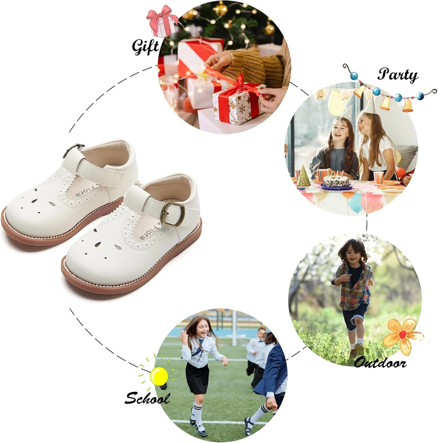 Felix & Flora Toddler Little Girl Mary Jane Dress Shoes - Ballet Flats for Girl Party School Shoes